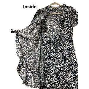 Loft Outlet navy blue and white wrap dress, size S (small).